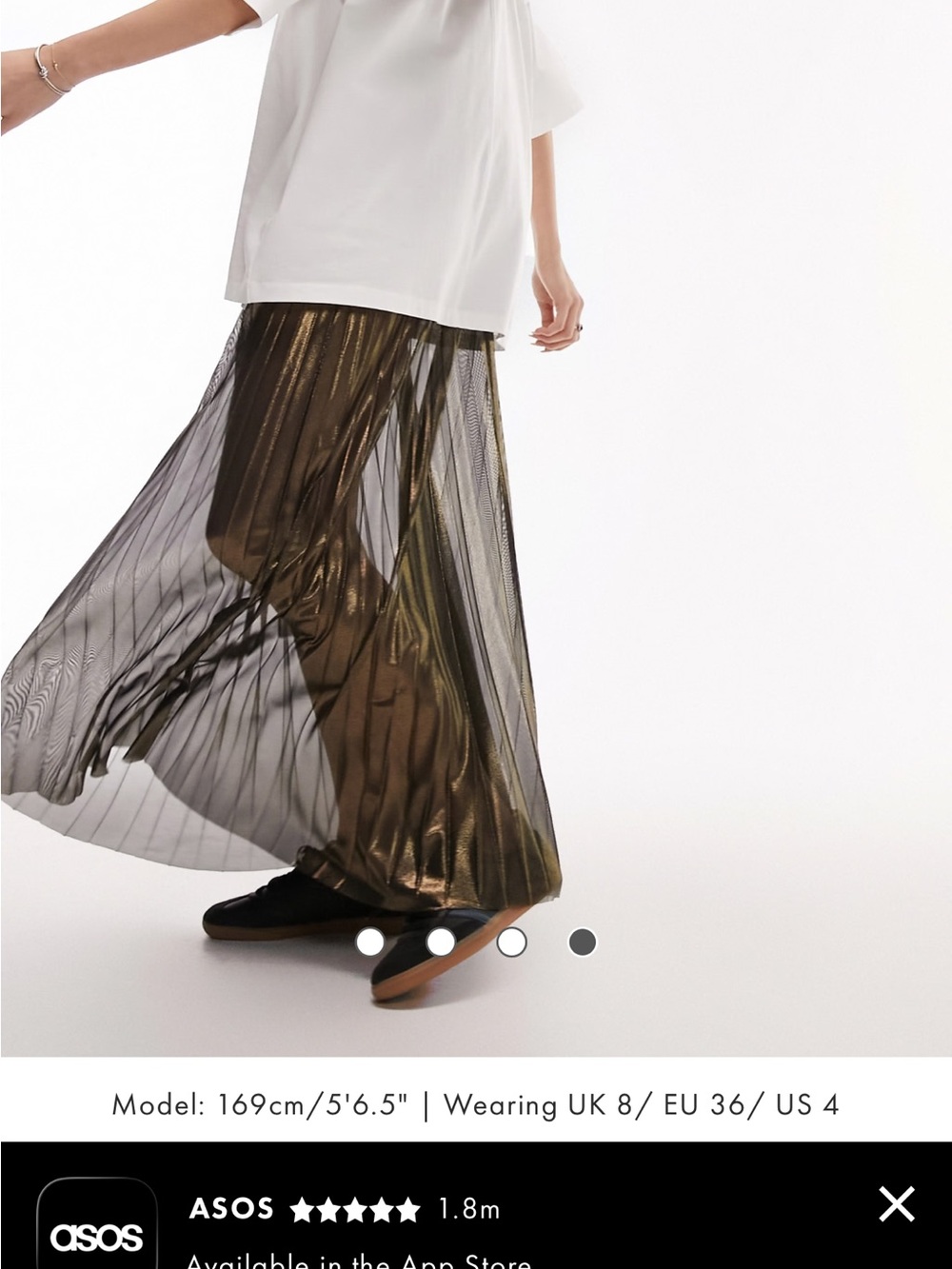 Topshop midaxi skirt in metallic sheer pleat in gold